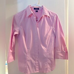 Pink 3/4 slv button down